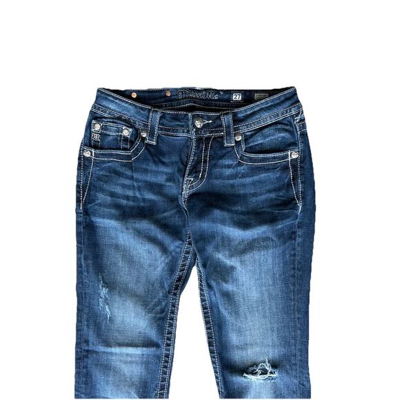 Miss Me Women’s Embellished Sequin Signature Straight Blue Denim Jeans 27x33.5 - Picture 2 of 8